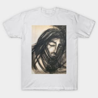 Jesus Christ Face charcoal illustration T-Shirt